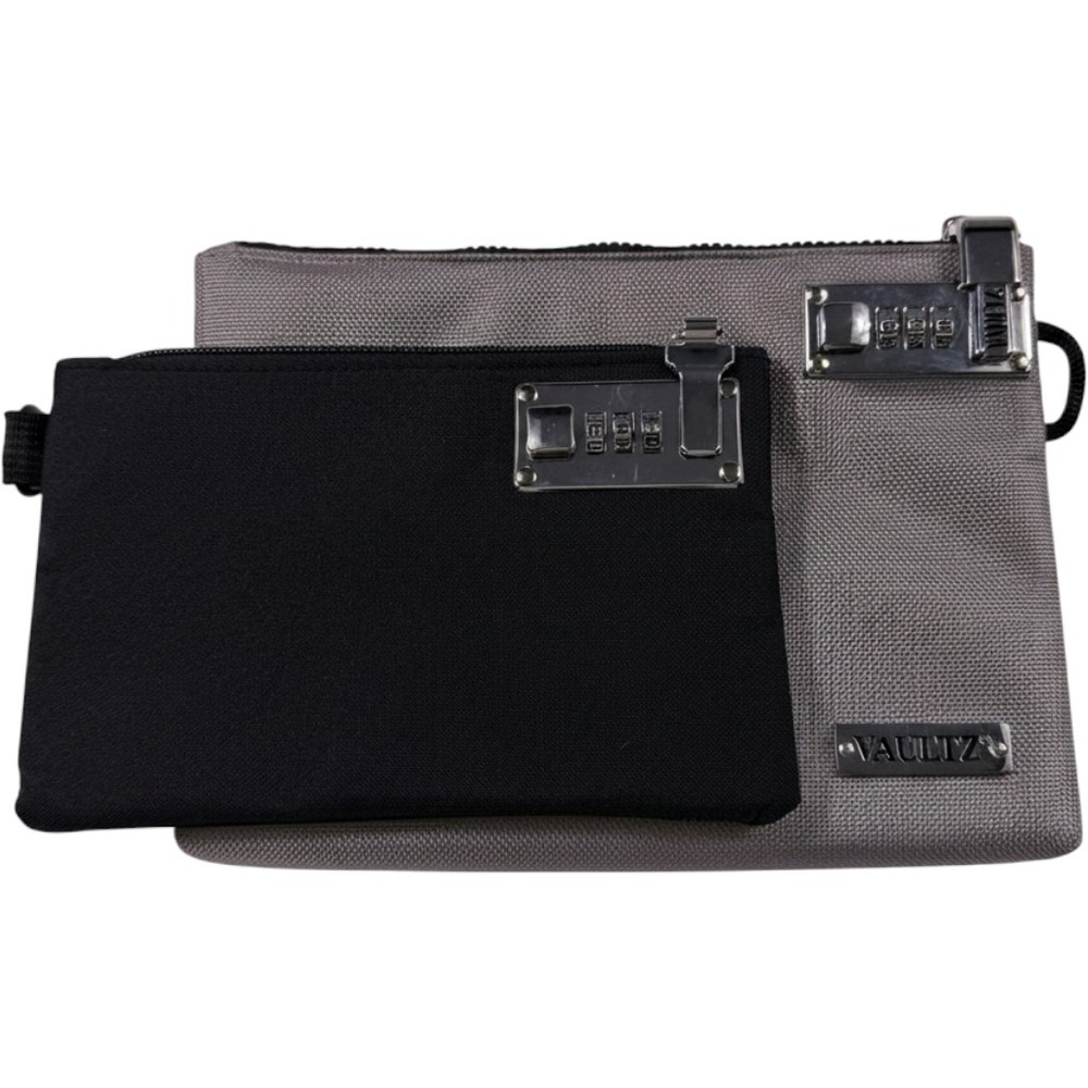 Vaultz Locking Security Pouch Set 2pc Ballistic Nylon Grey Black Tactical Bags